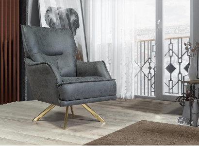 Grauer Einsitzer Exklusiver Sessel Lounge Club 1-Sitzer Luxus Einsitzer